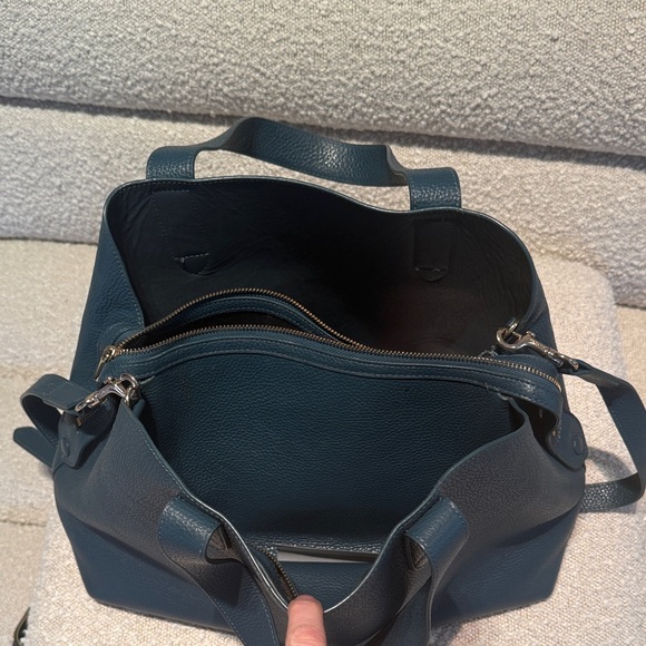 Cuyana Teal Leather Messenger Bag - Picture 3 of 3